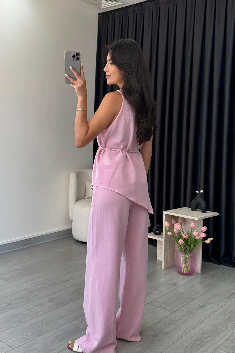 "Sara" - Premium Quality Cotton Tailored Shirt & Wide Pants Co-ord Set