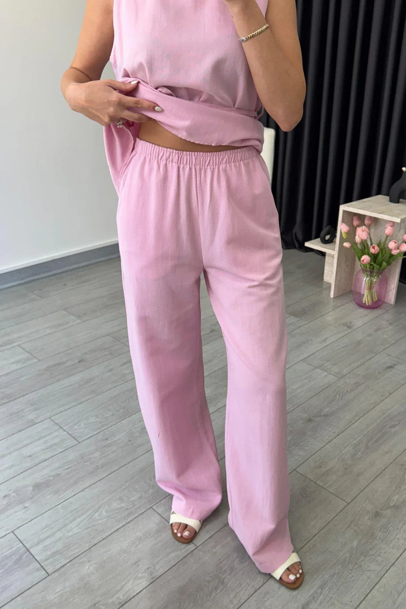 "Sara" - Premium Quality Cotton Tailored Shirt & Wide Pants Co-ord Set