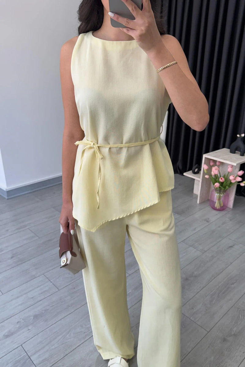 "Sara" - Premium Quality Cotton Tailored Shirt & Wide Pants Co-ord Set
