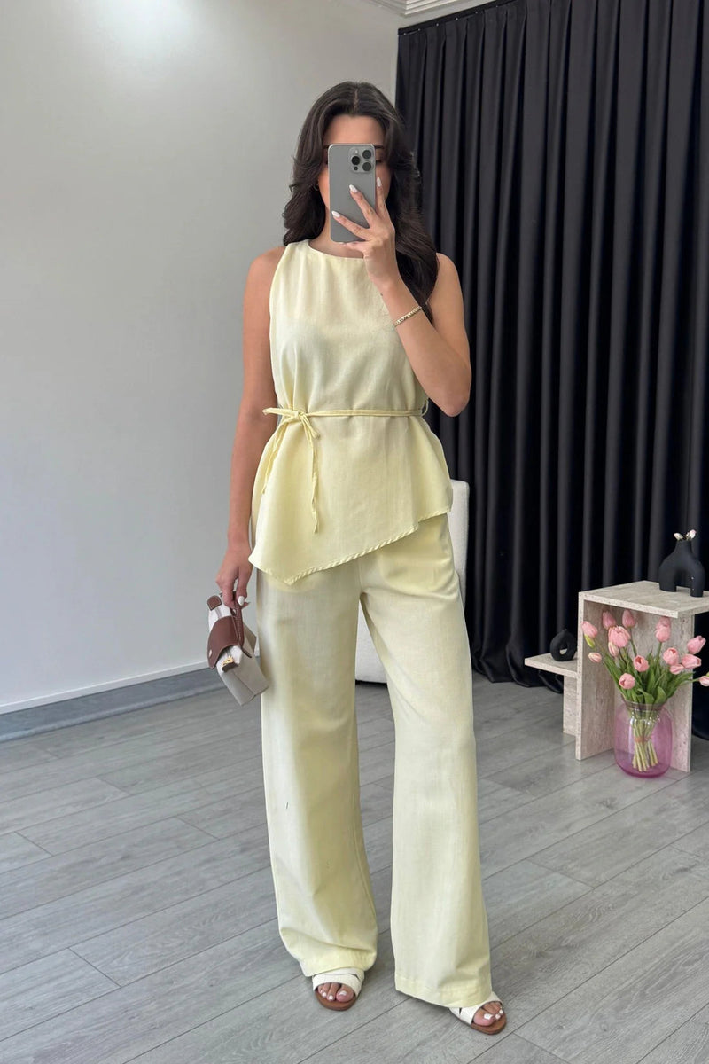 "Sara" - Premium Quality Cotton Tailored Shirt & Wide Pants Co-ord Set