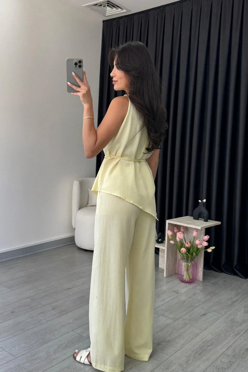 "Sara" - Premium Quality Cotton Tailored Shirt & Wide Pants Co-ord Set