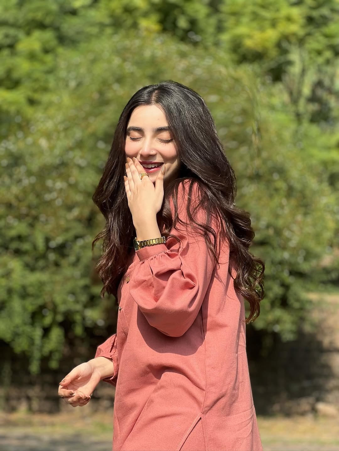 "Ayeza" — Dusty Rose Premium Rayon Kurta Set with Bishop Sleeves