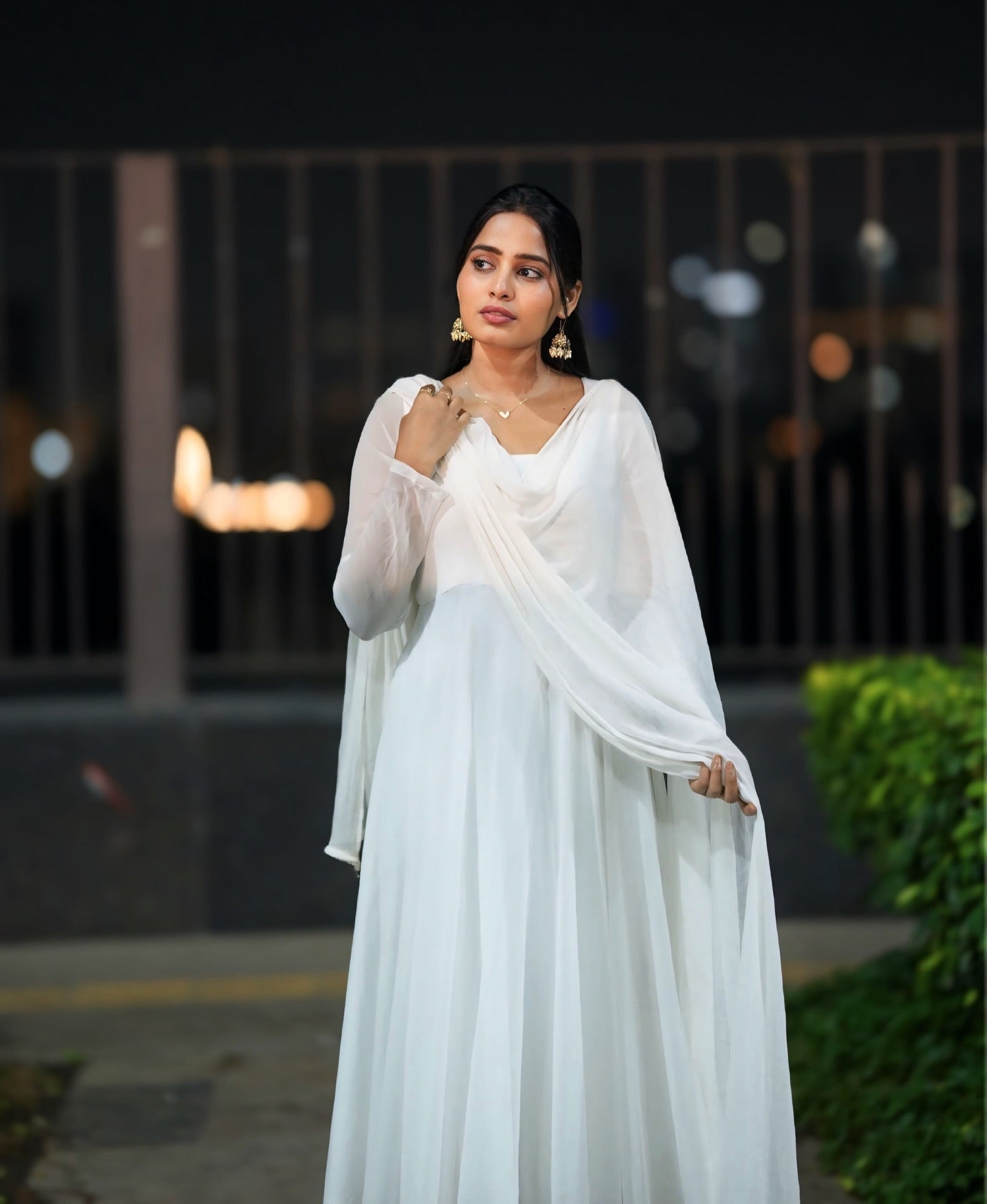 "Meher" - Pristine White Georgette Anarkali Suit Set