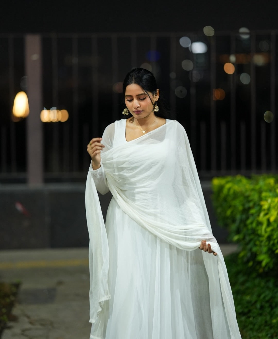 "Meher" - Pristine White Georgette Anarkali Suit Set